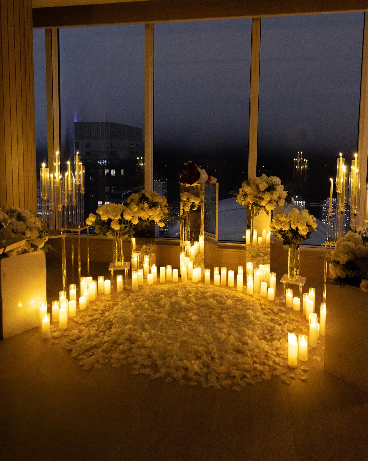 Small candle setup at night